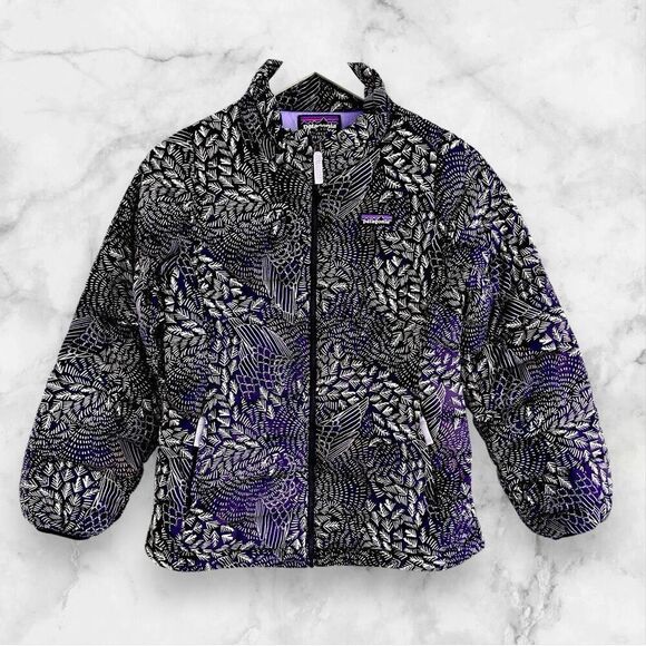 Patagonia Kids' Down Sweater Jacket In Swift Feathers: Neo Navy Print Size Large
